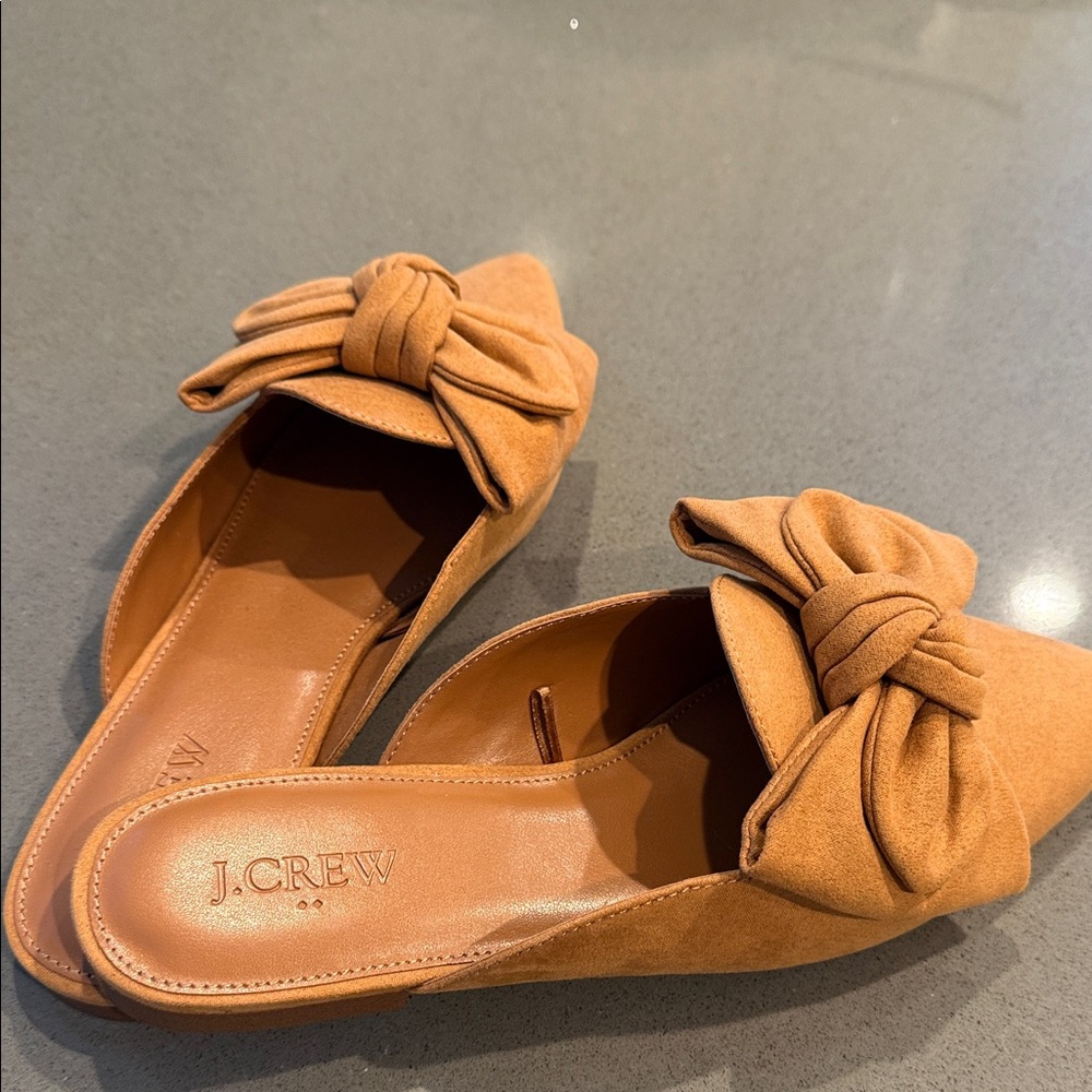 J. Crew Suede Pointed-Toe Mule with Bow in Tan - Picture 6 of 6